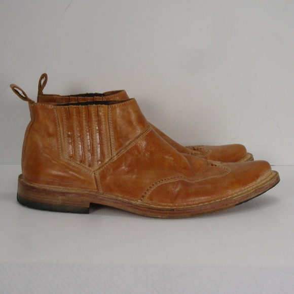 MOMA COGNAC DISTRESSED LEATHER WINGTIP BOOTS 41